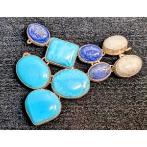 Turquoise Lapis Moonstone Broken Piece Off South Western Necklace For Repurpose